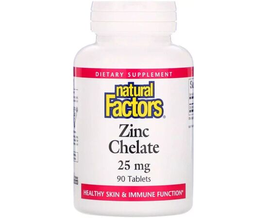 Минералы Natural Factors Хелатный Цинк, 25 мг, 90 таблеток (NFS-01683)