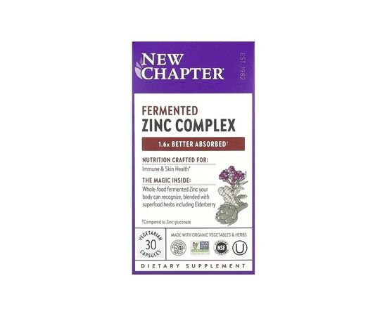 Мінерали New Chapter Цинк ферментований комплекс, Fermented Zinc Complex, 30 таблі (NC0348)