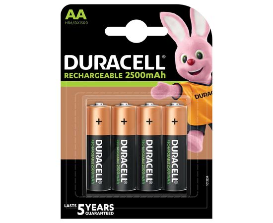 Аккумулятор Duracell AA HR6 2500mAh * 4 (5000394057203 / 5007308), изображение 2 Аккумулятор Duracell AA HR6 2500mAh * 4 (5000394057203 / 5007308), изображение 2