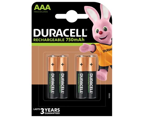 Аккумулятор Duracell AAA HR03 750mAh * 4 (5007331), изображение 2 Аккумулятор Duracell AAA HR03 750mAh * 4 (5007331), изображение 2