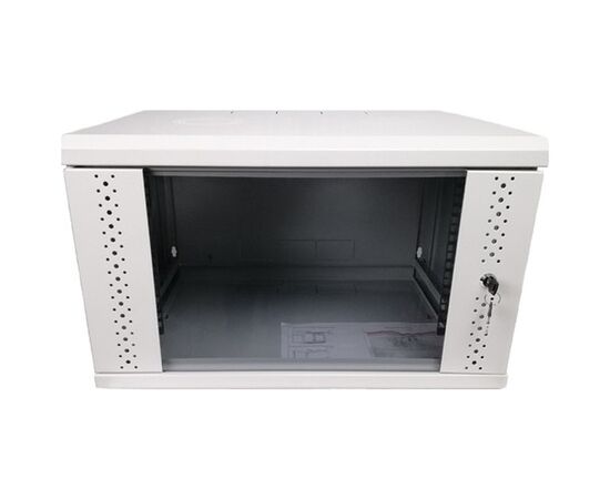 Шкаф настенный Eserver 6U, 600х500х370 (Ш*Г*В), стекло, серый (ES-Е650G)