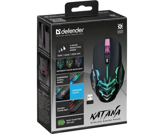 Мышка Defender Katana GM-511 LED Wireless Black (52511), изображение 10 Мышка Defender Katana GM-511 LED Wireless Black (52511), изображение 10