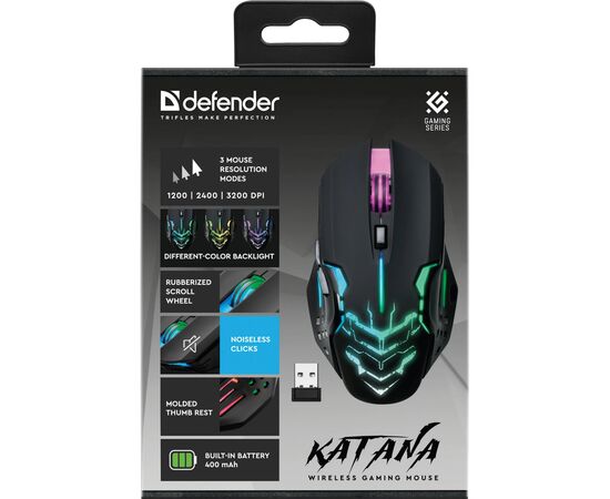 Мышка Defender Katana GM-511 LED Wireless Black (52511), изображение 11 Мышка Defender Katana GM-511 LED Wireless Black (52511), изображение 11