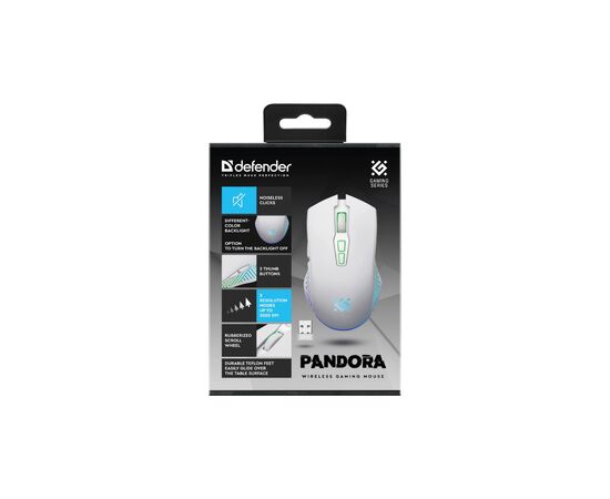 Мишка Defender Pandora GM-502 LED Wireless White (52502), зображення 6 Мишка Defender Pandora GM-502 LED Wireless White (52502), зображення 6