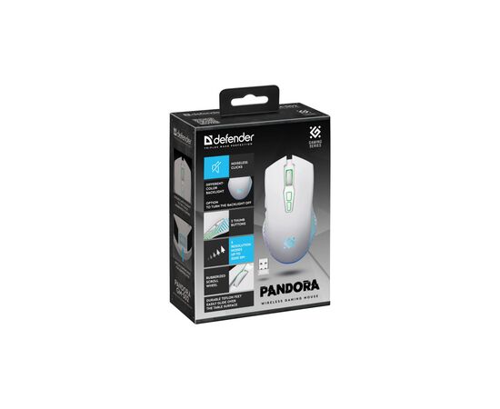 Мишка Defender Pandora GM-502 LED Wireless White (52502), зображення 7 Мишка Defender Pandora GM-502 LED Wireless White (52502), зображення 7