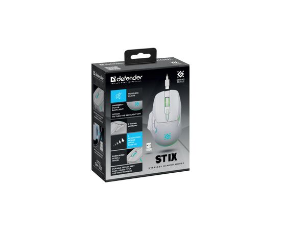 Мишка Defender Stix GM-009 LED Wireless White (52009), зображення 7 Мишка Defender Stix GM-009 LED Wireless White (52009), зображення 7