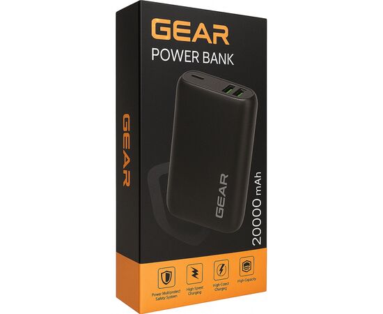 Батарея універсальна GEAR 20000mAh, PD/70W, black (DL203C), зображення 3 Батарея універсальна GEAR 20000mAh, PD/70W, black (DL203C), зображення 3
