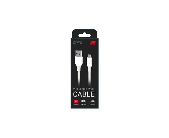 Дата кабель USB 2.0 AM to Micro 5P 1.0m Glow white 2E (2E-CCAM-WH_), изображение 2 Дата кабель USB 2.0 AM to Micro 5P 1.0m Glow white 2E (2E-CCAM-WH_), изображение 2