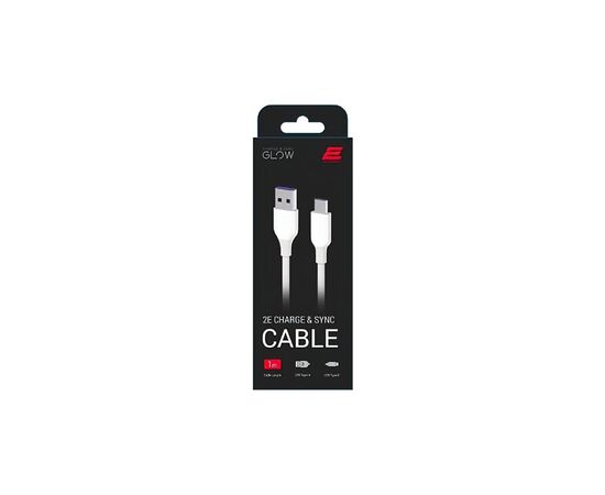 Дата кабель USB 2.0 AM to Type-C 1.0m Glow white 2E (2E-CCAC-WH_), изображение 2 Дата кабель USB 2.0 AM to Type-C 1.0m Glow white 2E (2E-CCAC-WH_), изображение 2