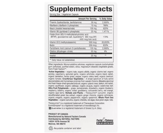 Витаминно-минеральный комплекс Natural Factors Активный комплекс витаминов B, BioCoenzymated, Active B Complex, 60 вег (NFS-01132), изображение 2 Витаминно-минеральный комплекс Natural Factors Активный комплекс витаминов B, BioCoenzymated, Active B Complex, 60 вег (NFS-01132), изображение 2