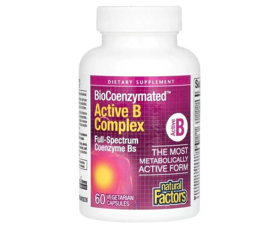 Витаминно-минеральный комплекс Natural Factors Активный комплекс витаминов B, BioCoenzymated, Active B Complex, 60 вег (NFS-01132), изображение 3 Витаминно-минеральный комплекс Natural Factors Активный комплекс витаминов B, BioCoenzymated, Active B Complex, 60 вег (NFS-01132), изображение 3
