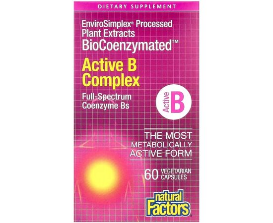 Витаминно-минеральный комплекс Natural Factors Активный комплекс витаминов B, BioCoenzymated, Active B Complex, 60 вег (NFS-01132)