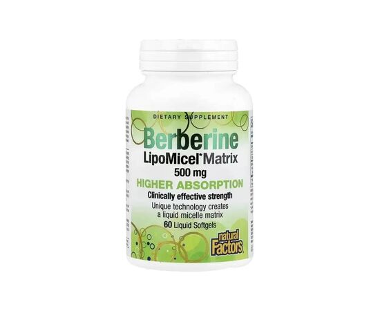 Витаминно-минеральный комплекс Natural Factors Берберин, Berberine LipoMicel Matrix, 60 гелевых капсул (NFS-04584)