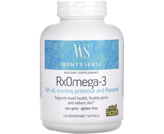Жирные кислоты Natural Factors Омега-3 для женщин, WomenSense, RxOmega-3, 120 гелевых капсул (NFS-04913)