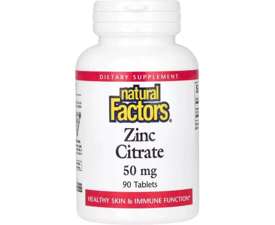 Минералы Natural Factors Цитрат Цинка, 50 мг, Zinc Citrate, 90 Таблеток (NFS-01680)