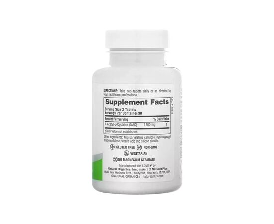 Витаминно-минеральный комплекс Natures Plus NAC N-ацетил L-цистеин замедленного высвобождения, 600 мг в (NAP-05164), изображение 2 Витаминно-минеральный комплекс Natures Plus NAC N-ацетил L-цистеин замедленного высвобождения, 600 мг в (NAP-05164), изображение 2