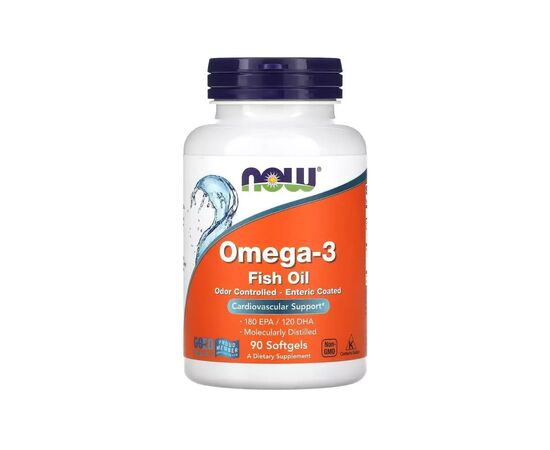 Жирные кислоты Now Foods Омега-3, 1000 мг, 180 EPA - 120 DHA, Omega-3 Fish Oil, 90 гелевых капсул (NOW-01656)