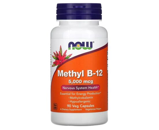 Витаминно-минеральный комплекс Now Foods Витамин B-12, Метилкобаламин, 5000 мкг, Methyl B-12, NOW Foods, 90 веге (NOW-00505)