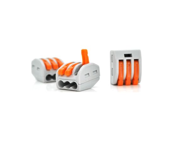Соединитель кабеля 3-pin аналог WAGO K222-413, 15штпак Voltronic (K222-413/15)