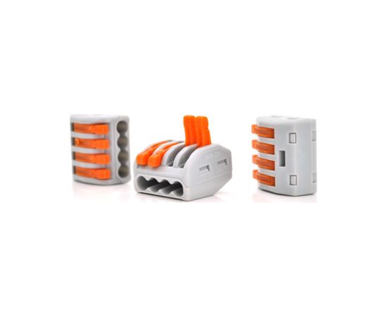 Соединитель кабеля 4-pin аналог WAGO K222-414, 15штпак Voltronic (K222-414/15)