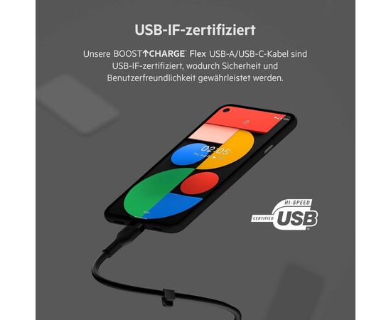 Дата кабель USB 2.0 AM to Type-C 3.0m 15W Black Belkin (CAB008BT3MBK), изображение 2 Дата кабель USB 2.0 AM to Type-C 3.0m 15W Black Belkin (CAB008BT3MBK), изображение 2