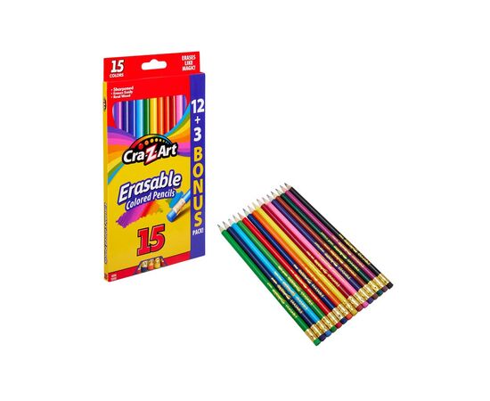 Карандаши цветные Cra-Z-Art з гумкою, 15 кольорів (10459CRA)
