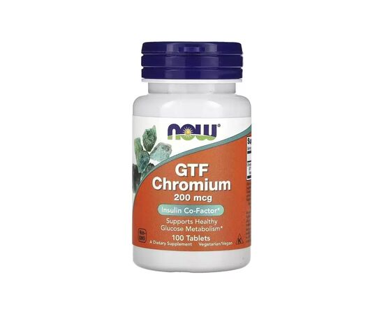 Минералы Now Foods Хром GTF, 200 мкг, GTF Chromium, 100 таблеток (NOW-01430)