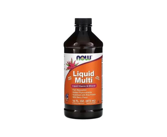 Мультивітамін Now Foods Рідкі мультивітаміни та мінерали, смак лісових ягід, Liqui (NOW-03773)