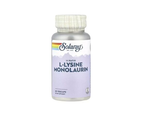 Витаминно-минеральный комплекс Solaray L-лизин и Монолаурин, L-Lysine Monolaurin 1:1 Ratio, 60 вегетариански (SOR-35281)