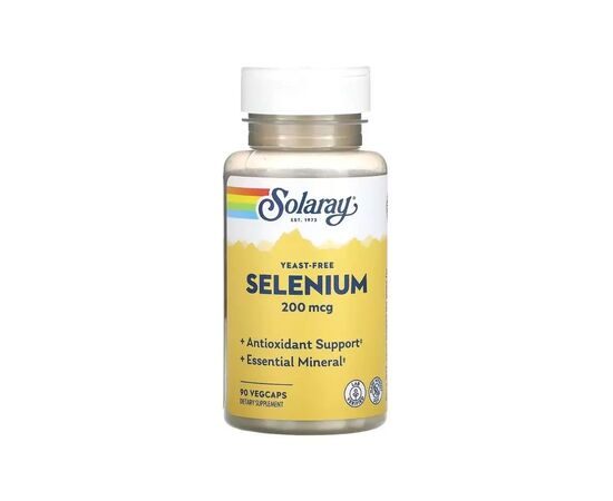 Минералы Solaray Селен бездрожжевой, 200 мкг, Yeast-Free Selenium, 90 вегетариански (SOR-04678)