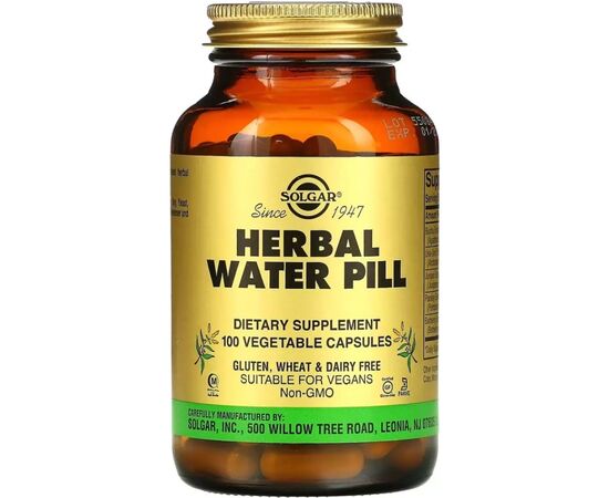 Вітамінно-мінеральний комплекс Solgar Сечогінний засіб із трав, Herbal Water Pill, 100 вегетаріанс (SOL-03947)