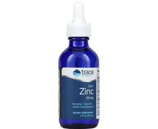 Мінерали Trace Цинк Іонний у краплях, 50 мг, Ionic Zinc, Trace Minerals, 59 мл (TMR-00019)