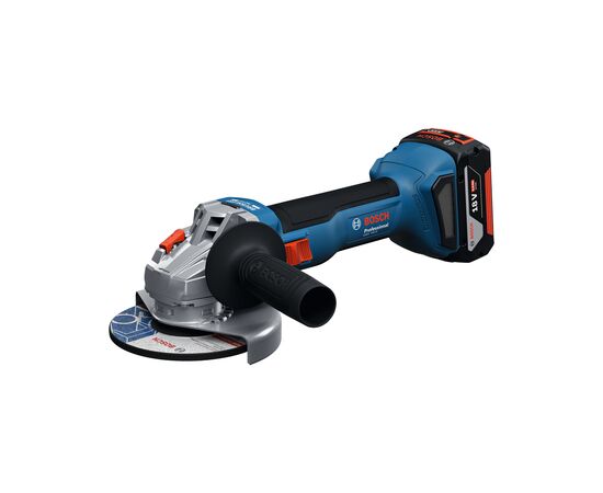 Шлифовальная машина Bosch GWS 18V-8 125мм, 18В, 1x4Ah, 0-11000об/мин, 1.6кг, кейс (0.601.9N9.021), изображение 2 Шлифовальная машина Bosch GWS 18V-8 125мм, 18В, 1x4Ah, 0-11000об/мин, 1.6кг, кейс (0.601.9N9.021), изображение 2