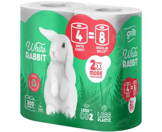 Туалетний папір Grite White Rabbit 3 шари 300 відривів 4 рулони (4770023351934)