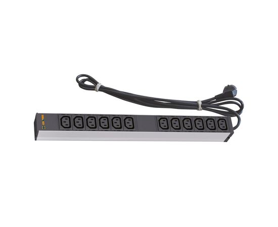Силовой блок 19" 1U 12 розеток IEC C13, вилка Schuko, кабель 3м. Conteg (DP-RP-12-IECC13)