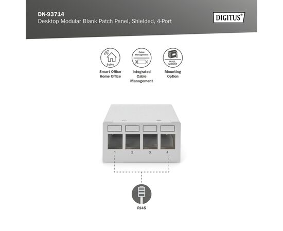 Патч-панель настільна, 4 порти, модульна Digitus (DN-93714), изображение 7 Патч-панель настільна, 4 порти, модульна Digitus (DN-93714), изображение 7