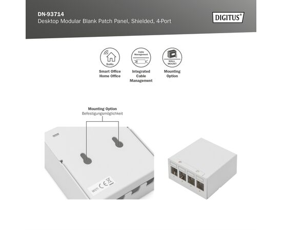 Патч-панель настільна, 4 порти, модульна Digitus (DN-93714), изображение 9 Патч-панель настільна, 4 порти, модульна Digitus (DN-93714), изображение 9