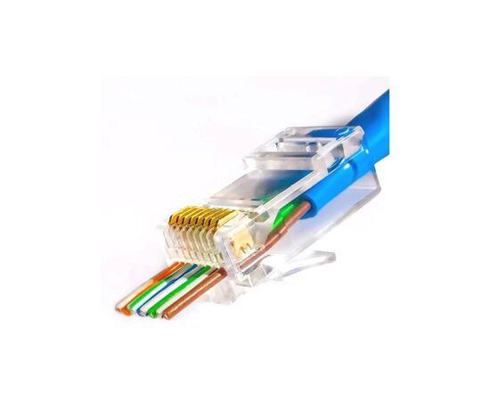 Коннектор RJ45 cat.5e UTP 8P8C, сквозные отверстия, 100шт/пак Kingda (KD-PG8032-C5E/100), изображение 2 Коннектор RJ45 cat.5e UTP 8P8C, сквозные отверстия, 100шт/пак Kingda (KD-PG8032-C5E/100), изображение 2