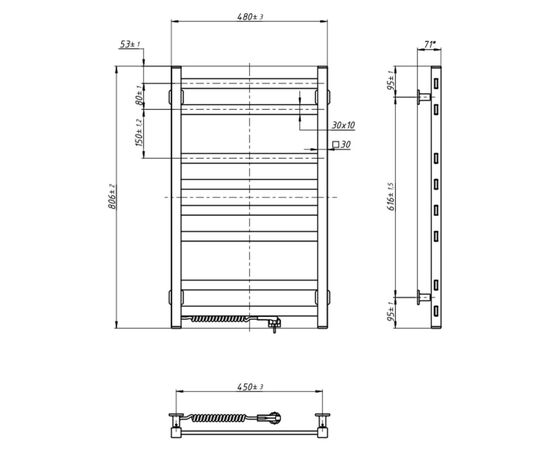 Полотенцесушитель Navin Авангард, 800х480х71мм (12-228150-4880), изображение 7