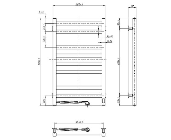 Полотенцесушитель Navin Авангард, 800х480х71мм (12-228153-4880), изображение 6