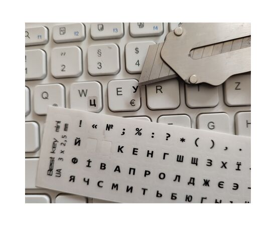 Наклейка на клавиатуру BestKey миниатюрная прозрачная, 56, черный (BKm3BlTr), изображение 2 Наклейка на клавиатуру BestKey миниатюрная прозрачная, 56, черный (BKm3BlTr), изображение 2