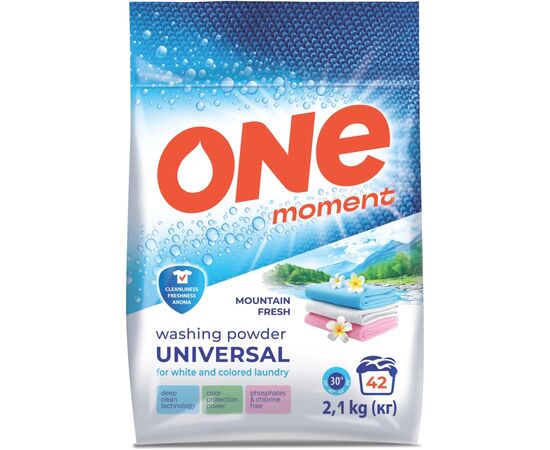 Стиральный порошок One Moment Universal Горная свежесть 2.1 кг (4820178065672)