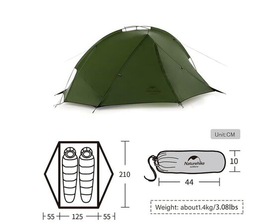 Палатка Naturehike двомісний Tagar NH17T180-J зелений (6927595793183), изображение 3 Палатка Naturehike двомісний Tagar NH17T180-J зелений (6927595793183), изображение 3