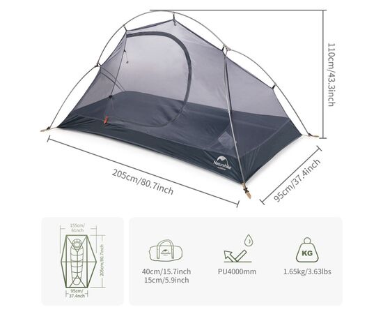 Палатка Naturehike одномісний з футпринтом Cycling 1 NH18A095-D зелений (6927595735671), изображение 3 Палатка Naturehike одномісний з футпринтом Cycling 1 NH18A095-D зелений (6927595735671), изображение 3