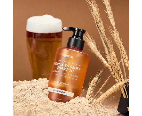 Шампунь Kundal Beer Yeast Hair Loss Relief Shampoo Herb Mint 500 мл (8809693257379), изображение 2 Шампунь Kundal Beer Yeast Hair Loss Relief Shampoo Herb Mint 500 мл (8809693257379), изображение 2