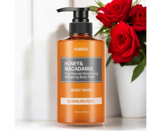 Гель для душу Kundal Honey & Macadamia Body Wash English Rose 500 мл (8809568740265), зображення 2 Гель для душу Kundal Honey & Macadamia Body Wash English Rose 500 мл (8809568740265), зображення 2