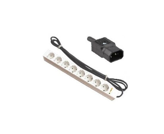 Силовий блок 19" 1U 8xSchuko, вилка IEC C14, кабель 3м. Conteg (DP-RP-08-SCHUF-IEEC14), зображення 2 Силовий блок 19" 1U 8xSchuko, вилка IEC C14, кабель 3м. Conteg (DP-RP-08-SCHUF-IEEC14), зображення 2