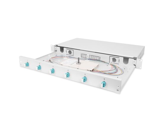 Патч-панель 1U 19", 6xLC duplex, incl, Splice Cass, OM3 Color Pigtails, Adapter Digitus (DN-96330/3)
