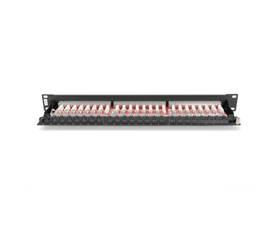Патч-панель 19" 24xRJ-45 STP cat.6a, 1U, black Digitus (DN-91624S-EA-B), изображение 2 Патч-панель 19" 24xRJ-45 STP cat.6a, 1U, black Digitus (DN-91624S-EA-B), изображение 2