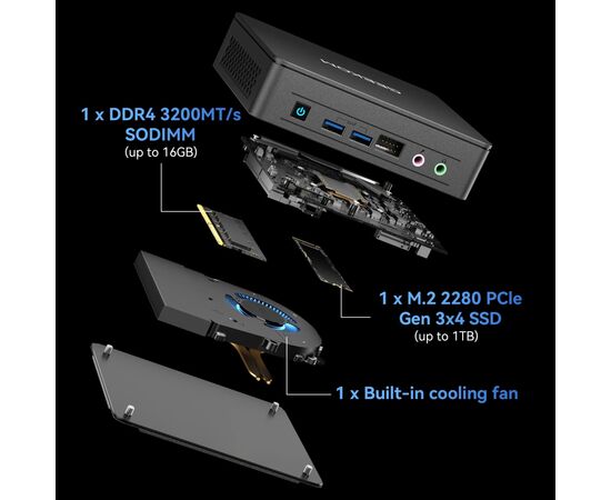 Комп'ютер GEEKOM Mini Air12 Lite / N150, 8, 256, WIN11Pro (GMAir12Lite-N150-8256-EU), зображення 6 Комп'ютер GEEKOM Mini Air12 Lite / N150, 8, 256, WIN11Pro (GMAir12Lite-N150-8256-EU), зображення 6